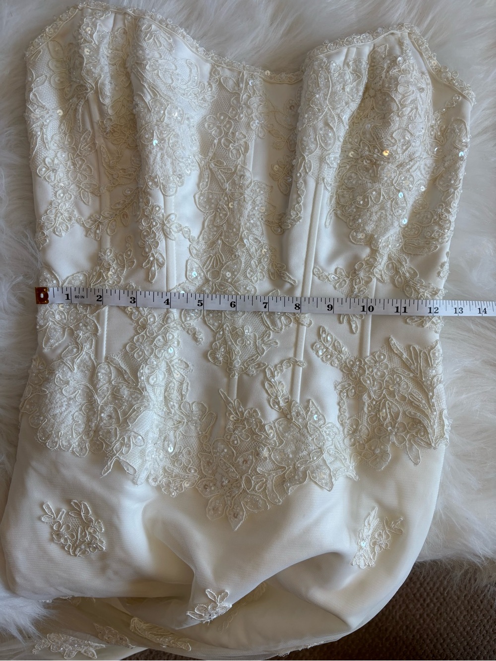 Strapless Lace A-Line Wedding Gown in Ivory - Picture 13 of 16